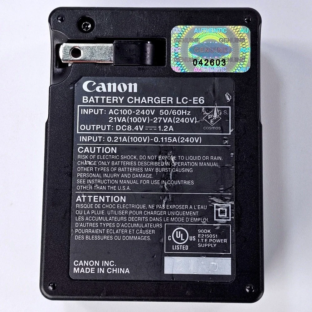 Canon LC-E6 Battery Charger for LP-E6 LP-E6N EOS 5D 6D 7D 60D 70D 80D R5 R6